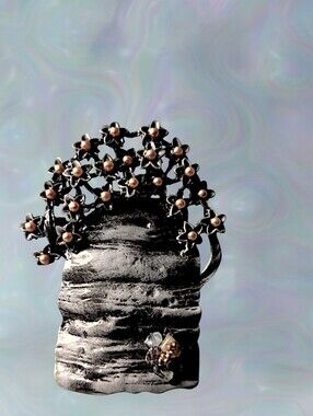 Faux Pearl And Enamel Watering Can Brooch